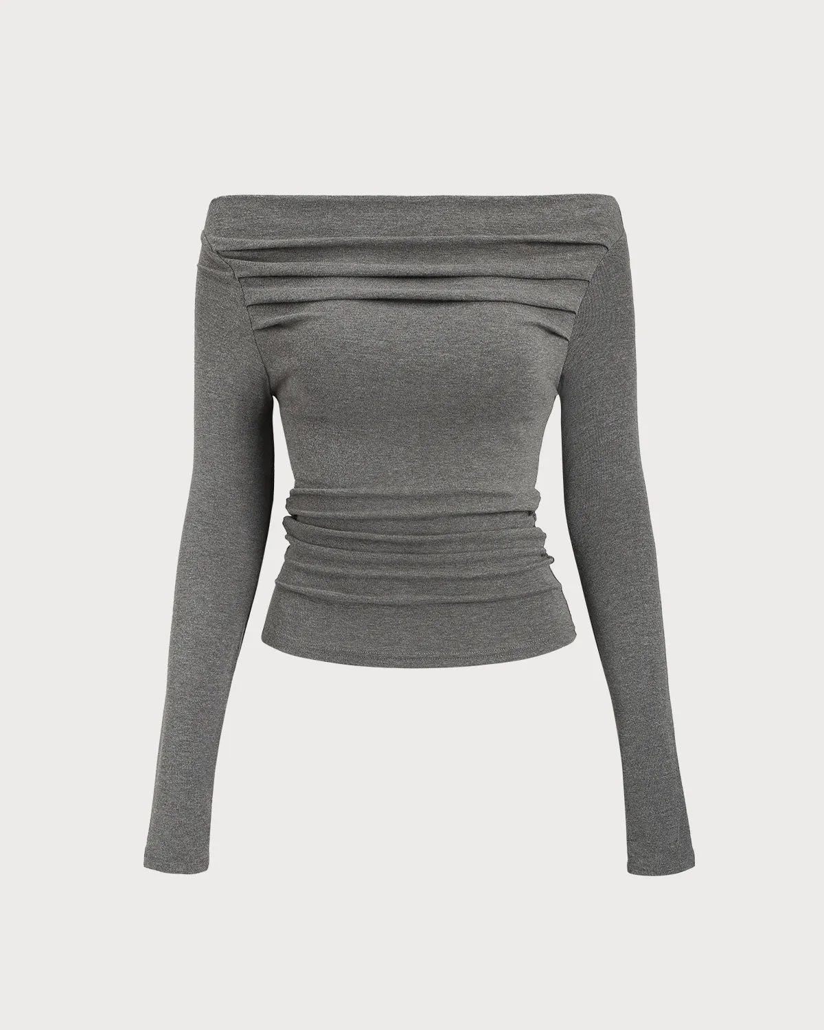 Grey Cowl Neck Ruched Knit Tee sold by rihoas