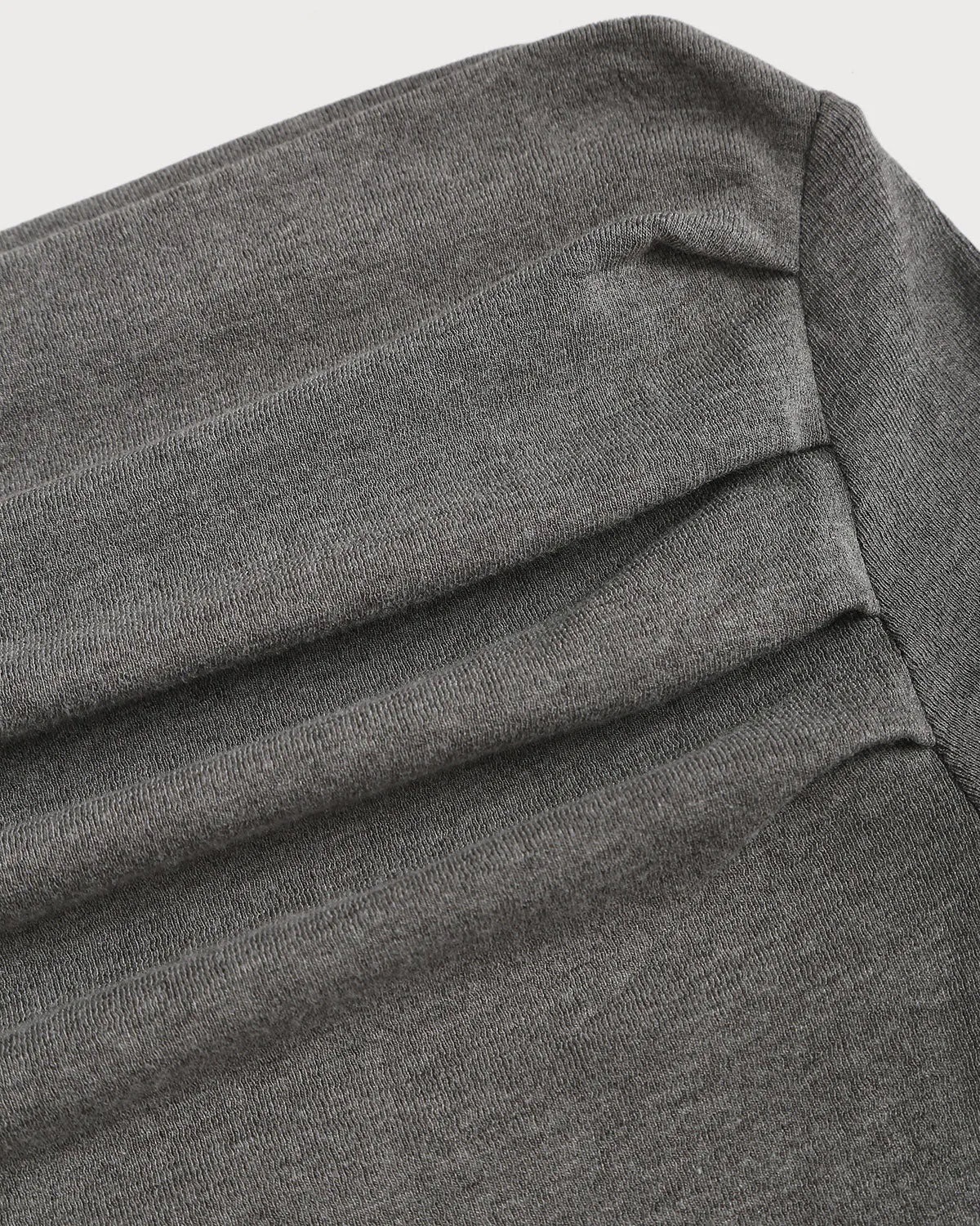 Grey Cowl Neck Ruched Knit Tee sold by rihoas product image thumbnail 3