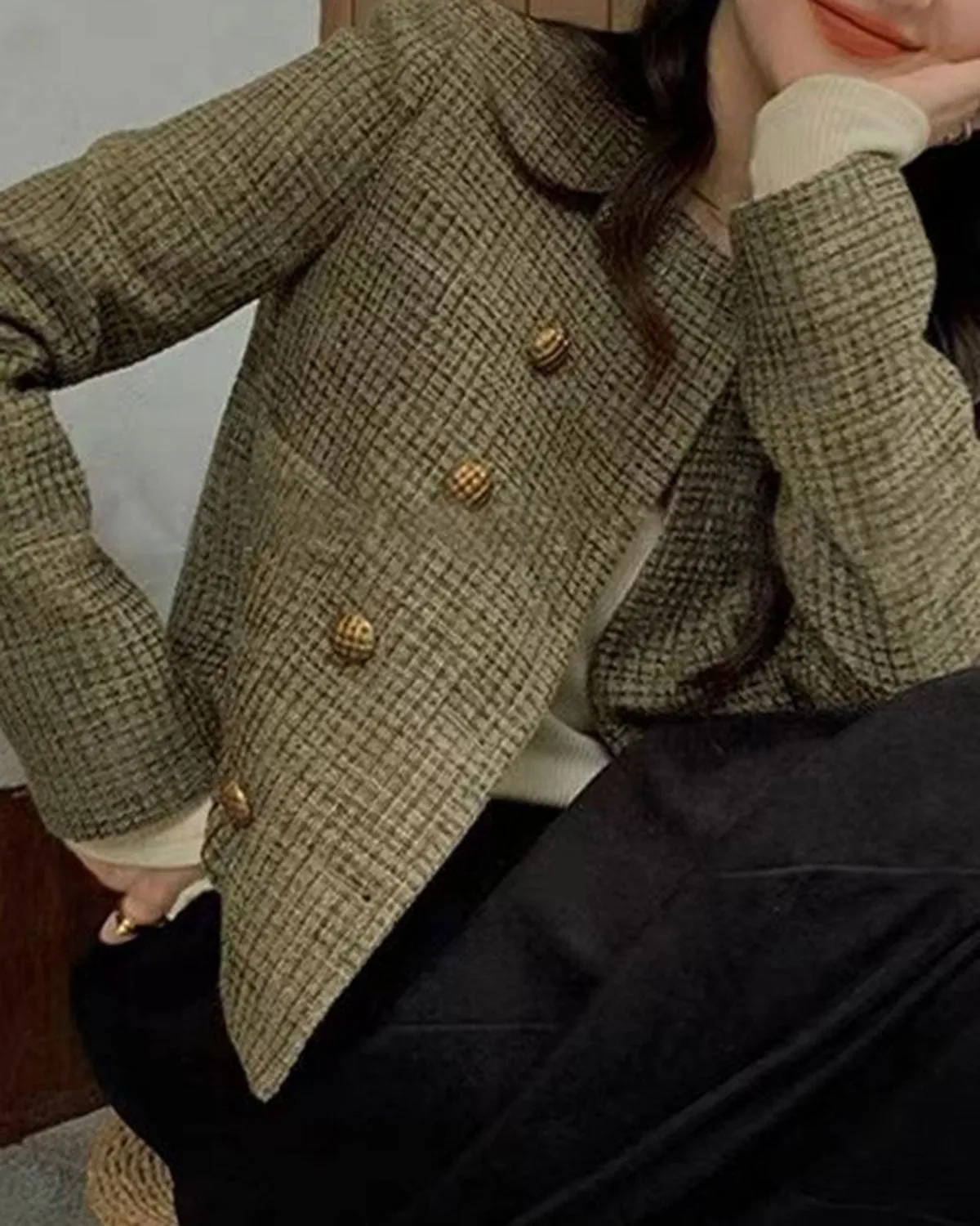 Green Plaid Button Jacket sold by rihoas product image thumbnail 5