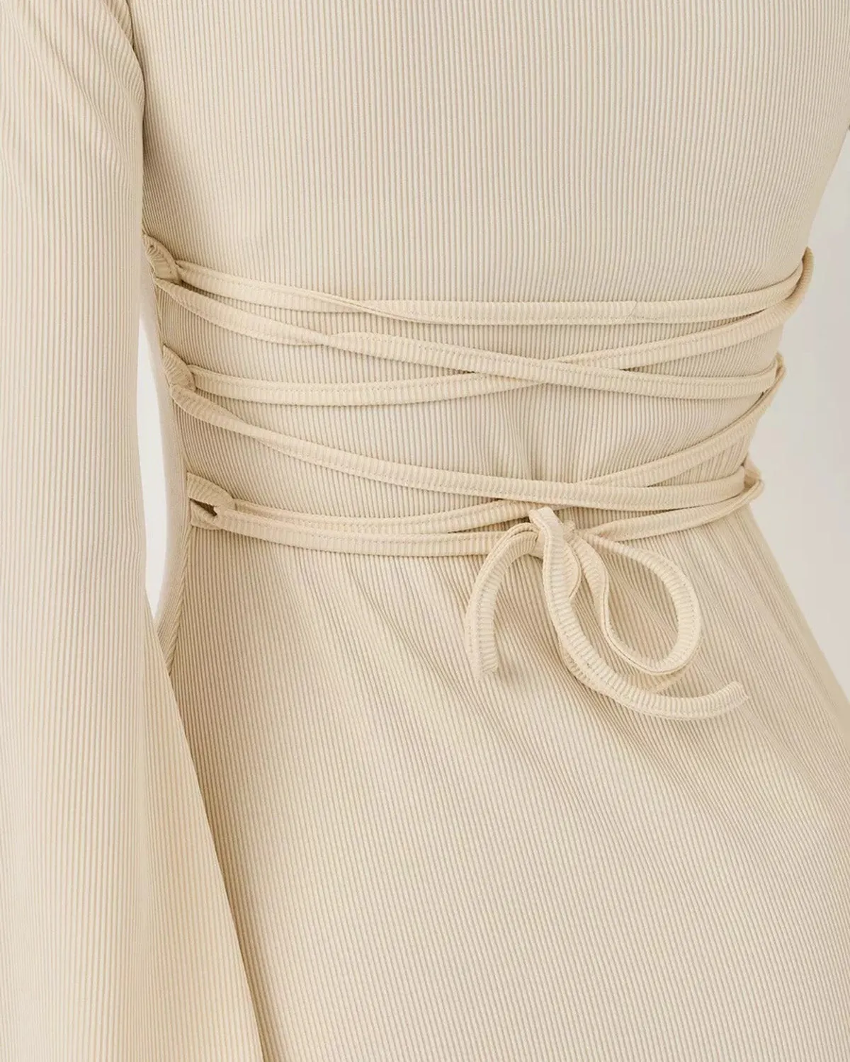 Apricot Bell Sleeve Bodycon Mini Dress sold by rihoas product image thumbnail 3