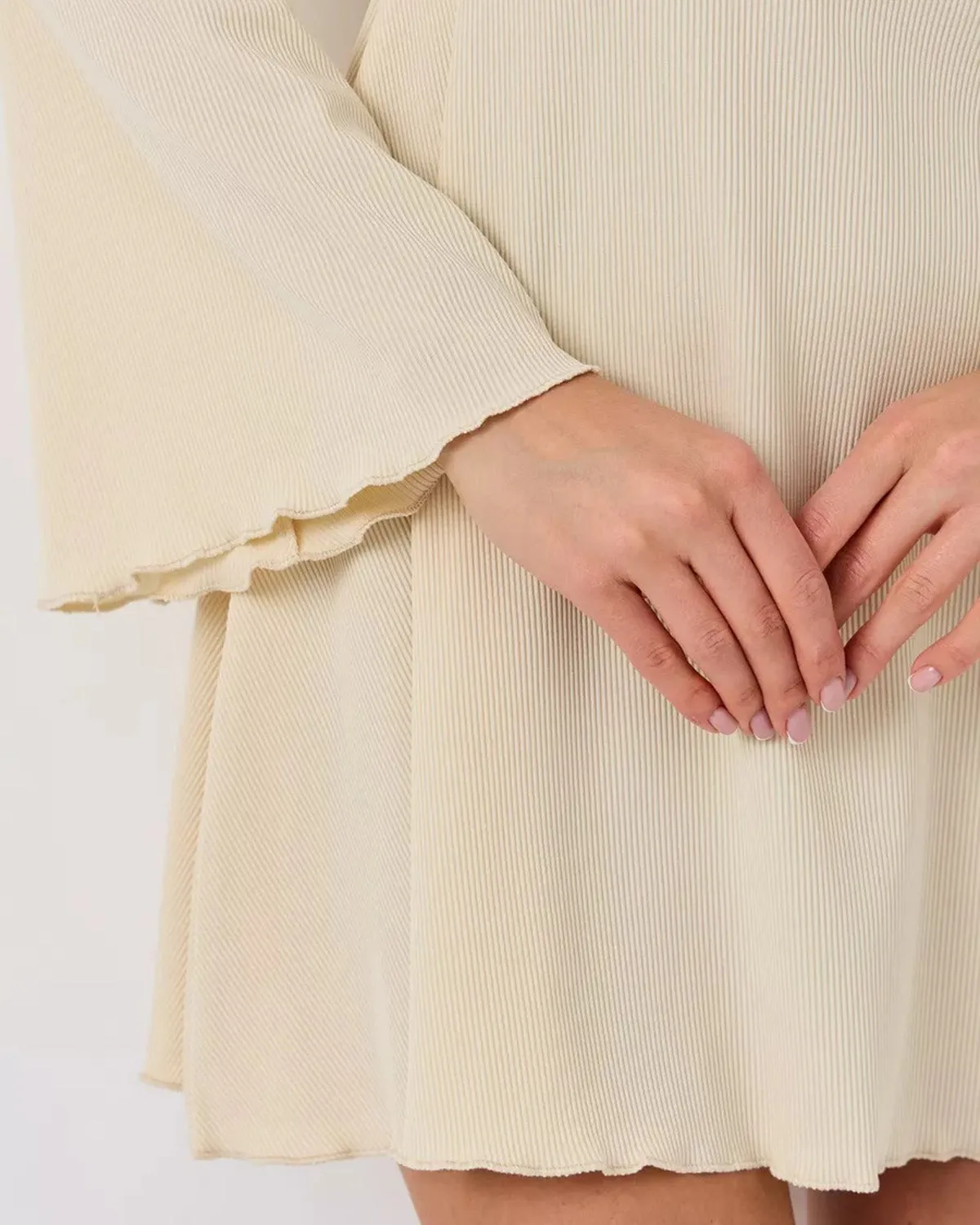 Apricot Bell Sleeve Bodycon Mini Dress sold by rihoas product image thumbnail 4