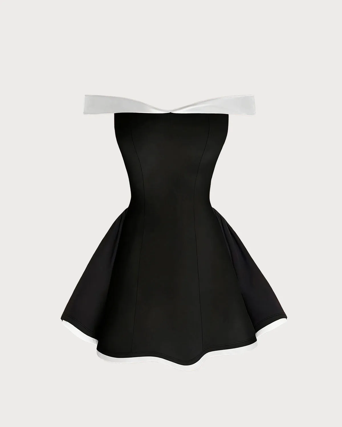 Black Contrasting Strapless A-Line Mini Dress sold by rihoas