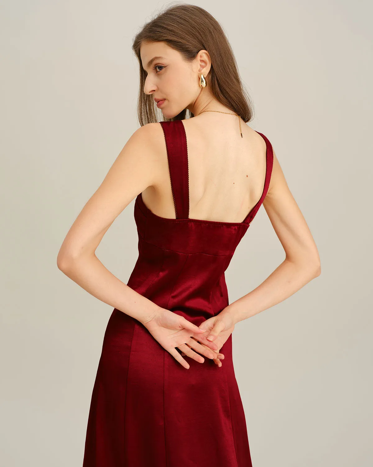 Red Sweetheart Neck A-Line Maxi Dress sold by rihoas product image thumbnail 3