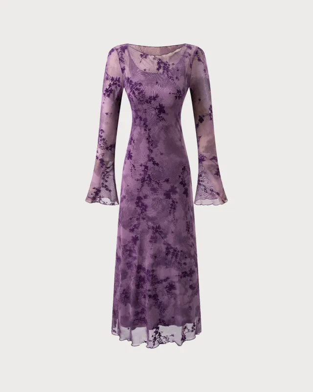 Purple Floal Two Piece Midi Dress sold by rihoas