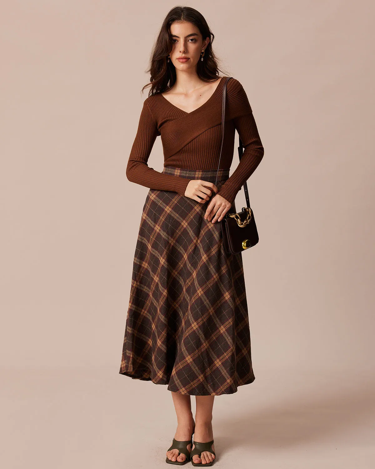 Coffee Ribbed Knit Slim Tee sold by rihoas product image thumbnail 5