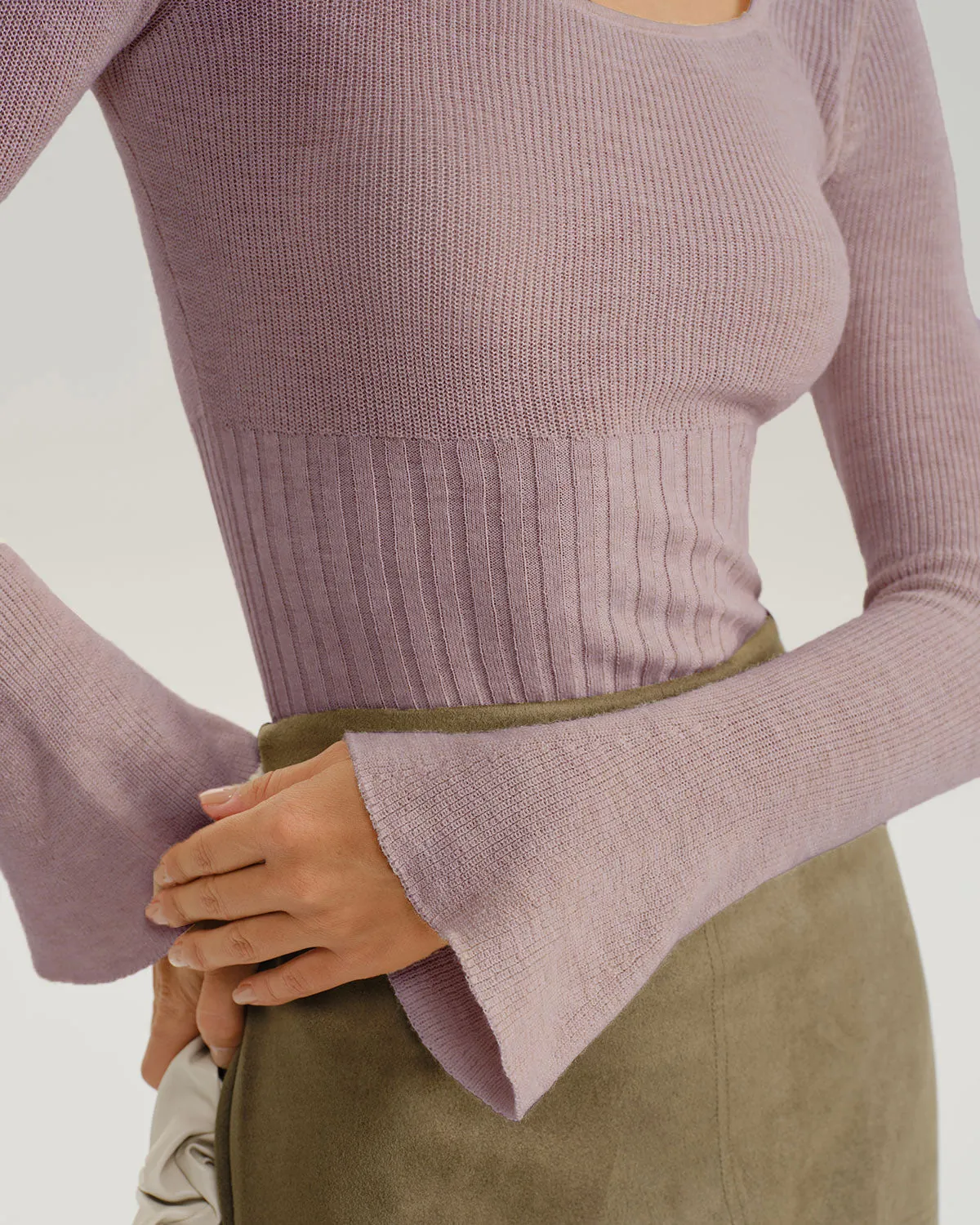 Purple Bell Sleeve Knit Tee sold by rihoas product image thumbnail 3