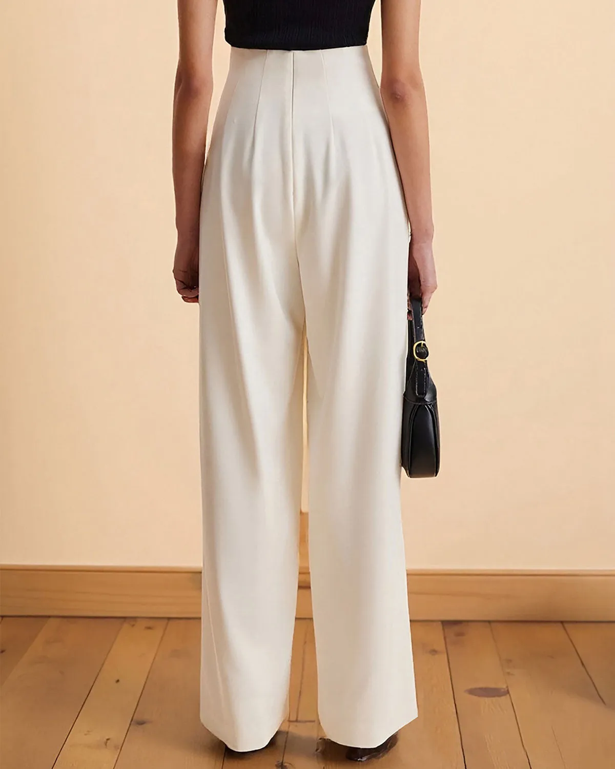 White Natural Waisted Straight Pants sold by rihoas product image thumbnail 4