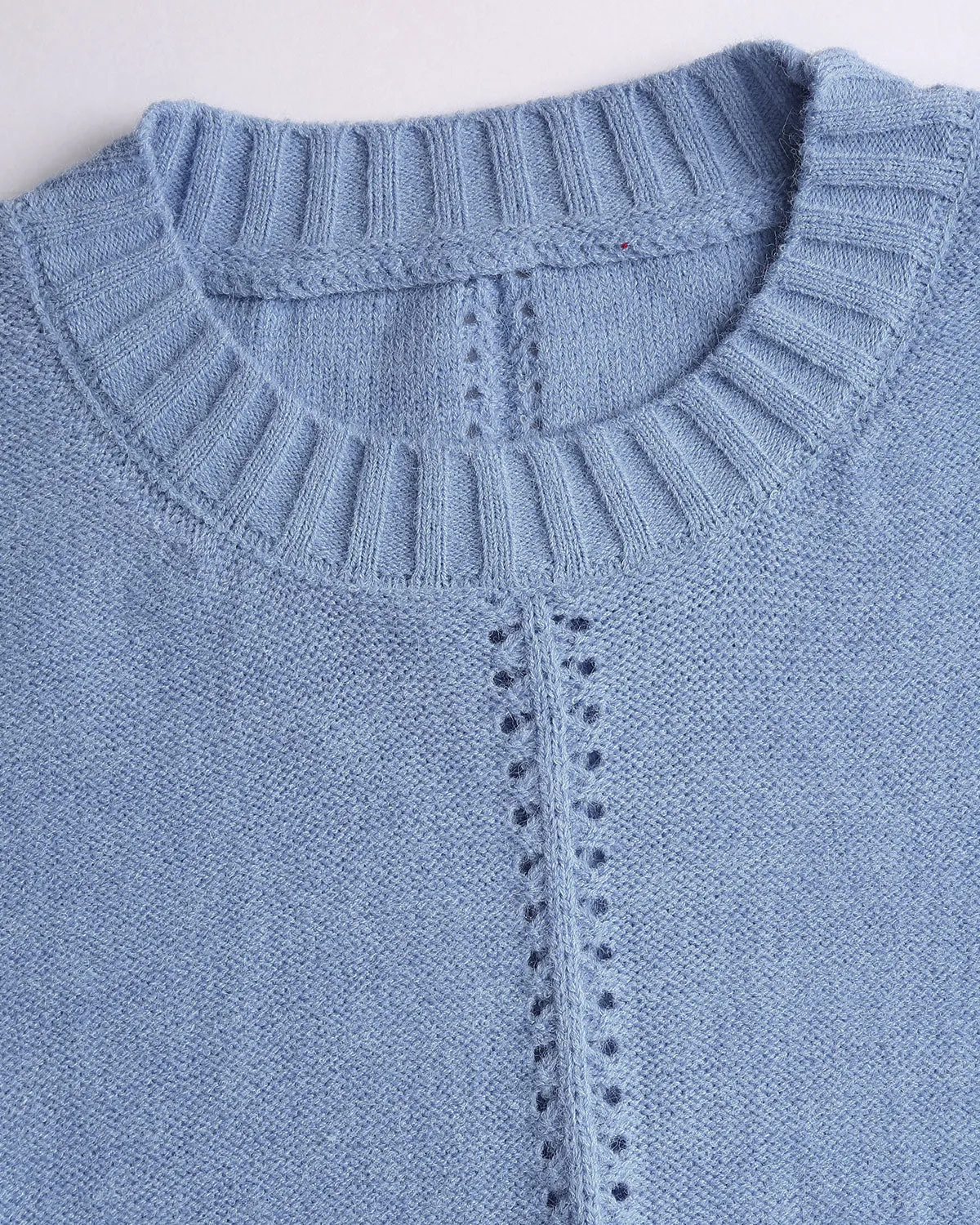 Blue Round Neck Loose Sweater sold by rihoas product image thumbnail 2