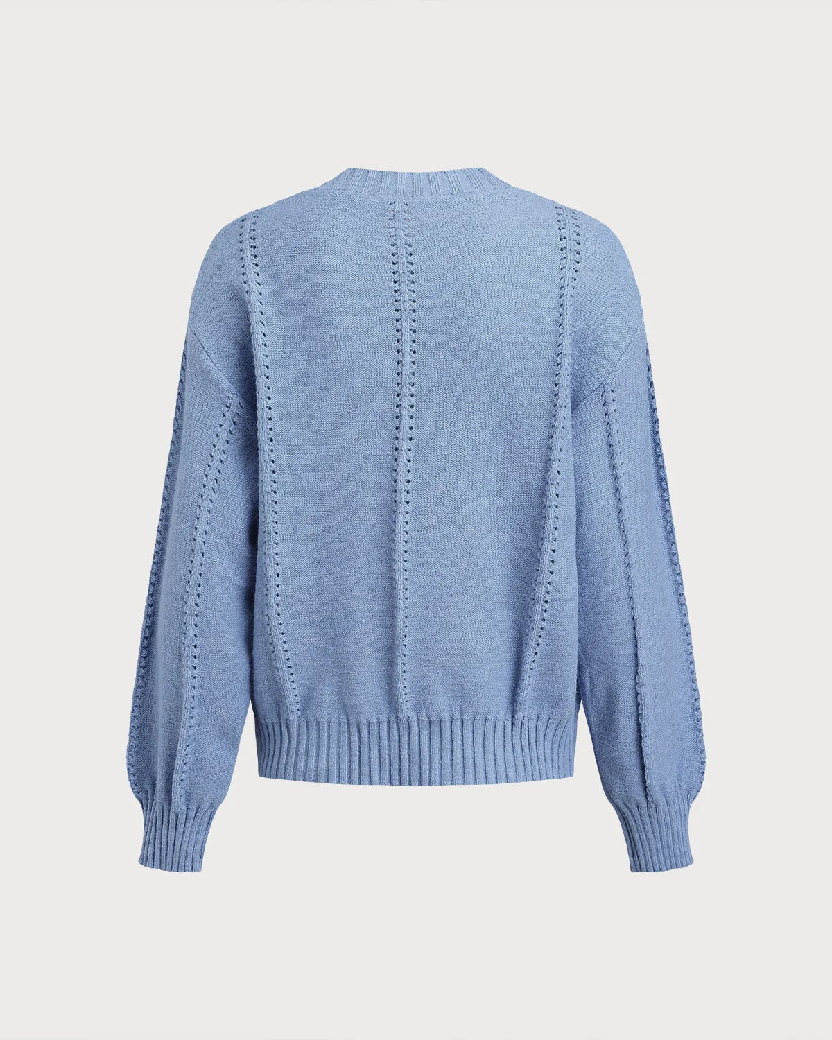 Blue Round Neck Loose Sweater sold by rihoas product image thumbnail 4