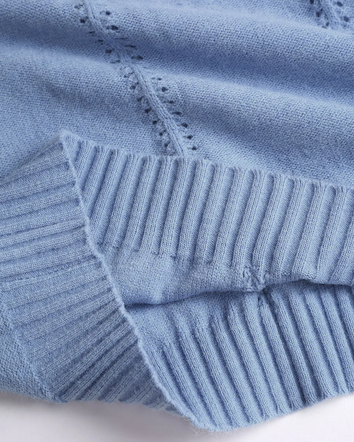 Blue Round Neck Loose Sweater sold by rihoas product image thumbnail 3