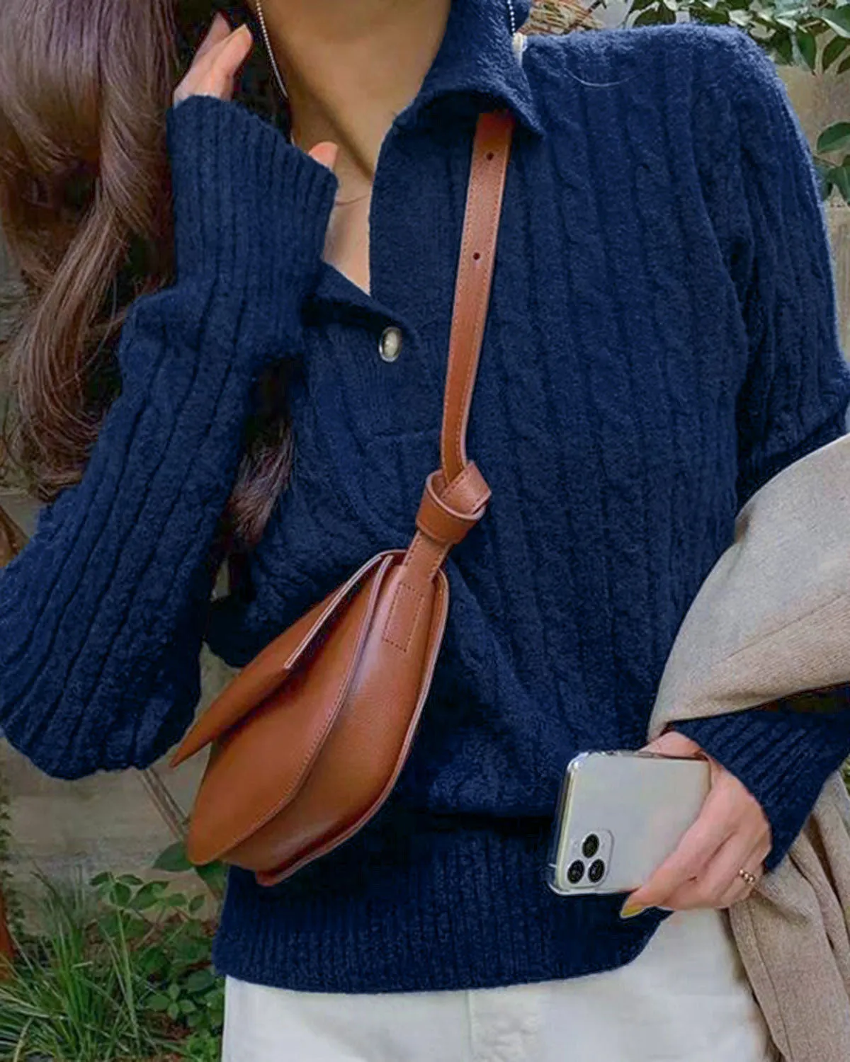 Blue Button Textured Sweater sold by rihoas product image thumbnail 3