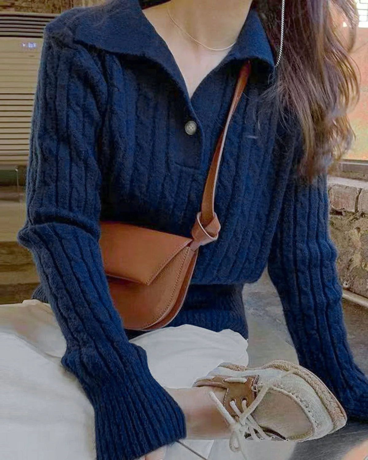 Blue Button Textured Sweater sold by rihoas product image thumbnail 2