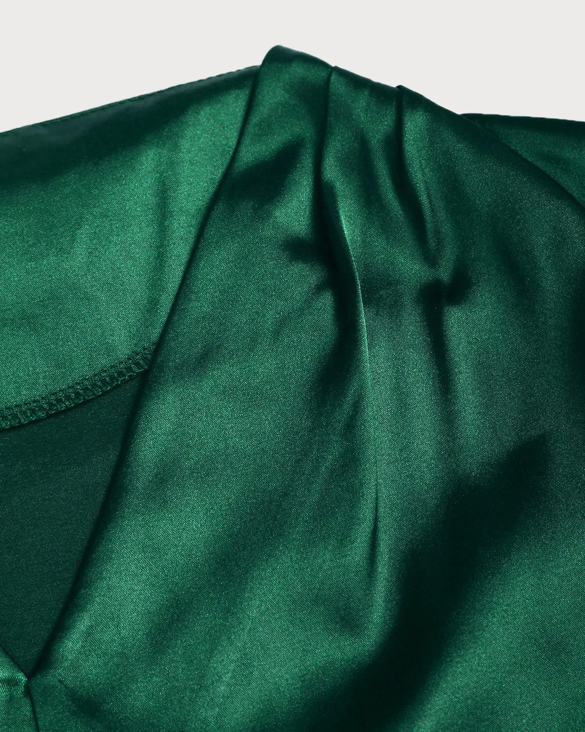 Green Satin V Neck Shirt sold by rihoas product image thumbnail 2