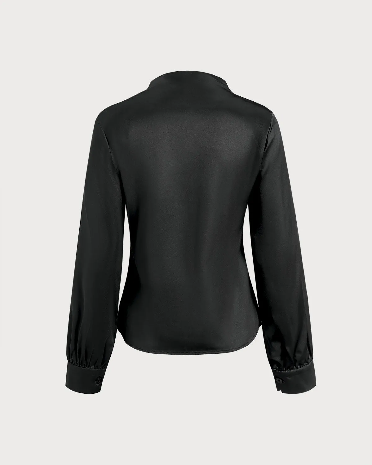 Black Satin V Neck Shirt sold by rihoas product image thumbnail 4