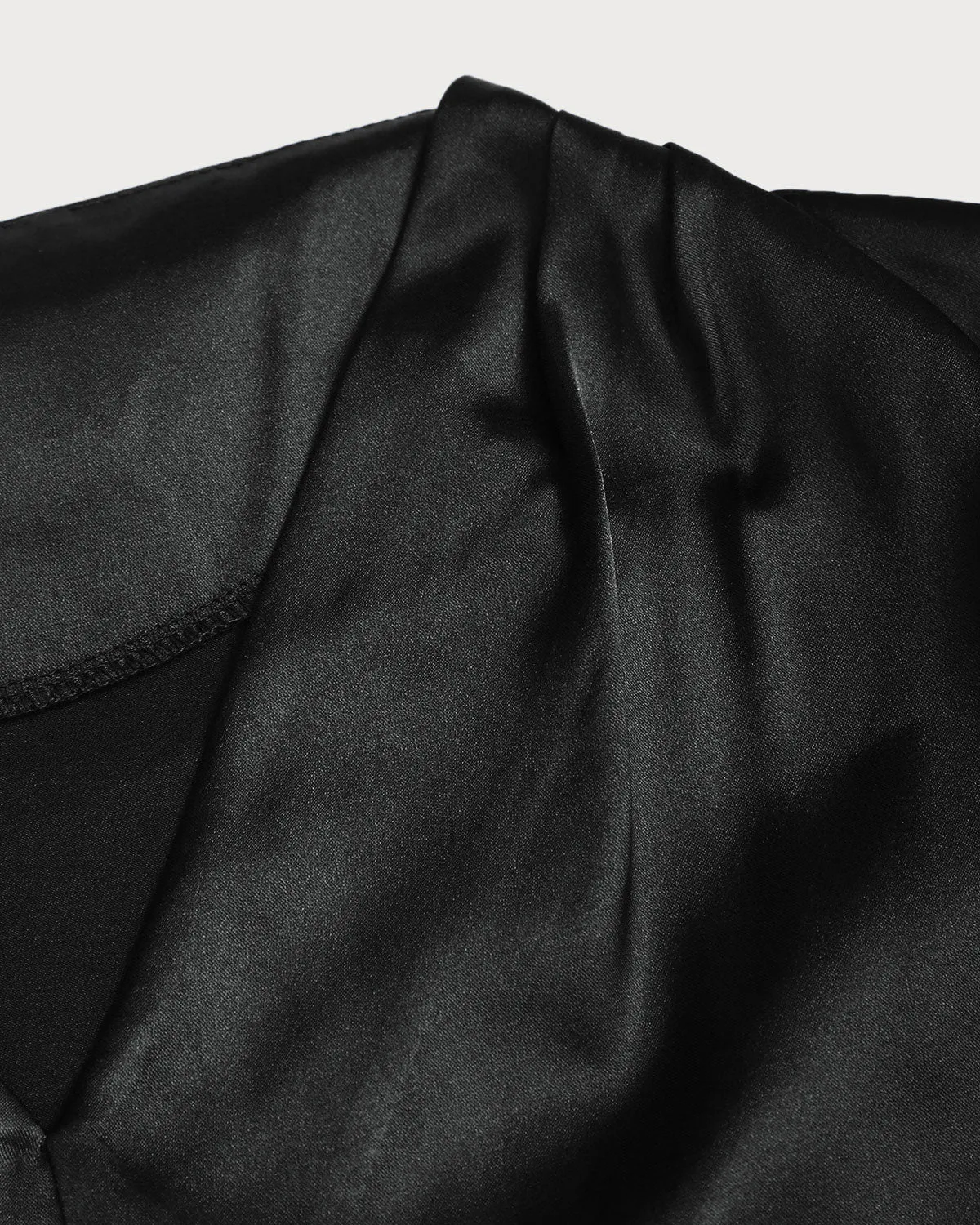Black Satin V Neck Shirt sold by rihoas product image thumbnail 2