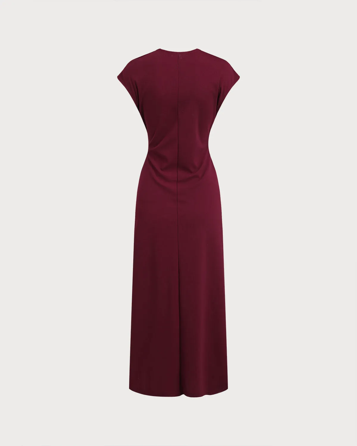 Wine Red Satin Boat Neck Maxi Dress sold by rihoas product image thumbnail 4