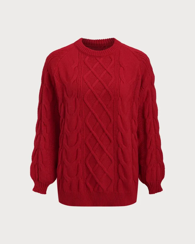 Red Textured Loose Sweater sold by rihoas