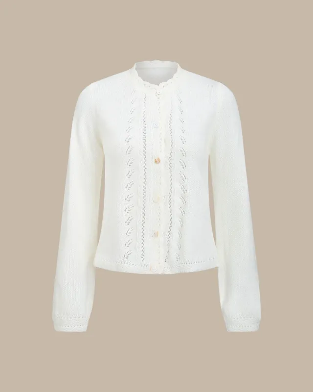 Beige Cut Out Knit Cardigan sold by rihoas