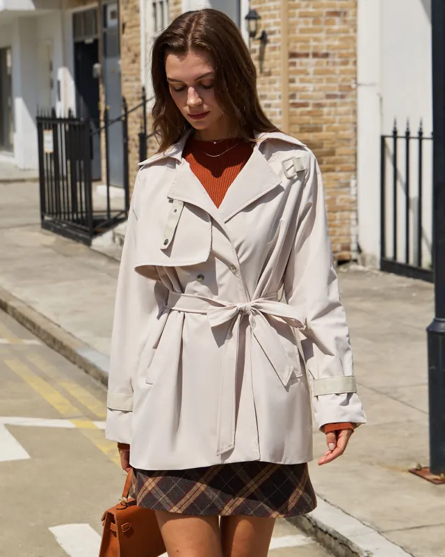 Beige Belted Pockets Trench Coat sold by rihoas
