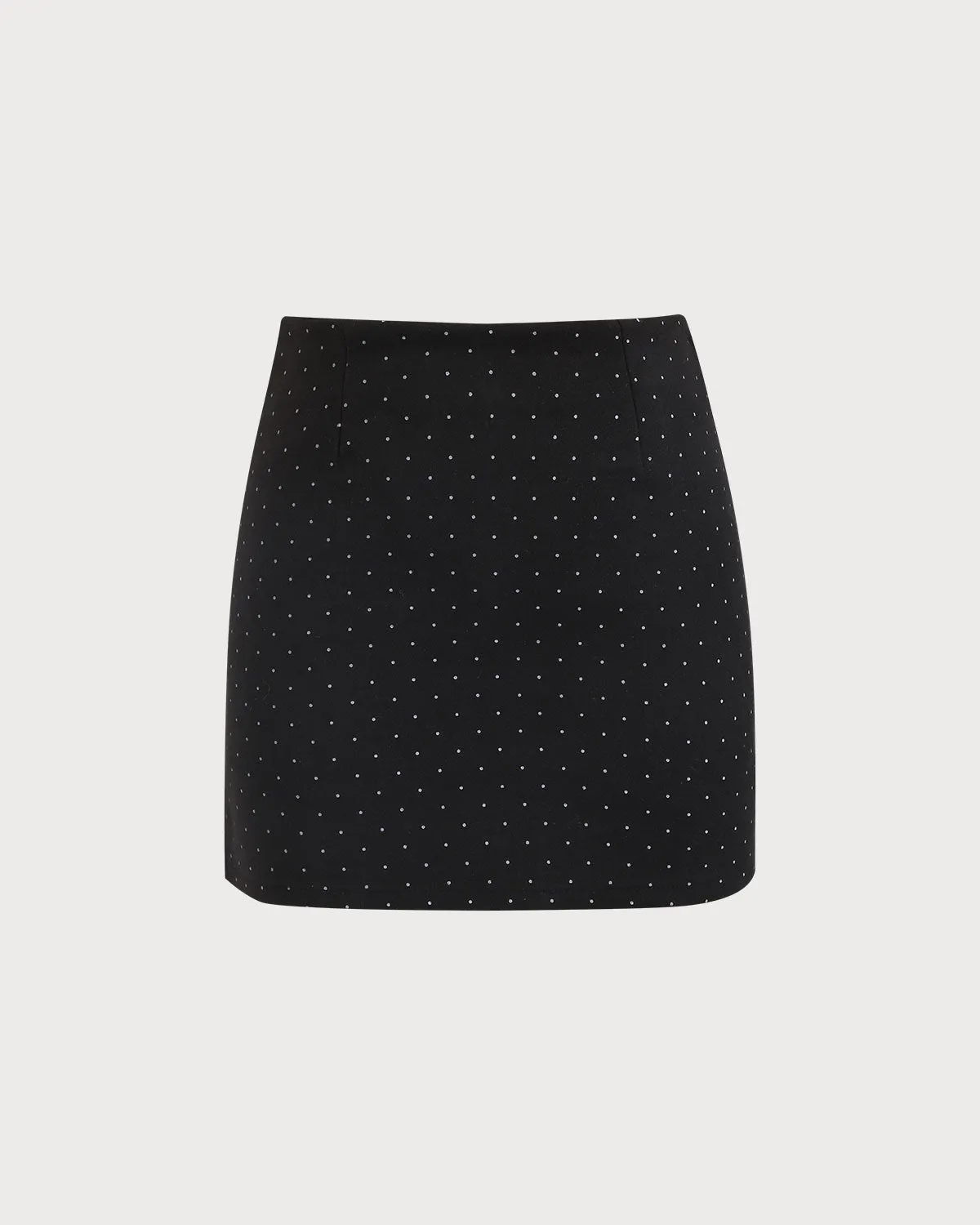 Black Polka Dot Straight Mini Skirt sold by rihoas