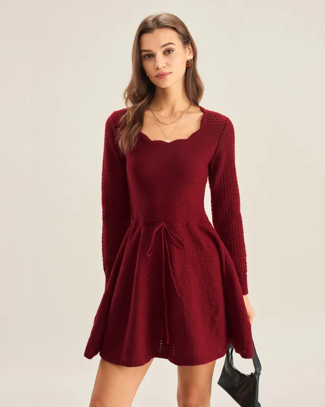 Wine Red A-Line Sweater Dress sold by rihoas