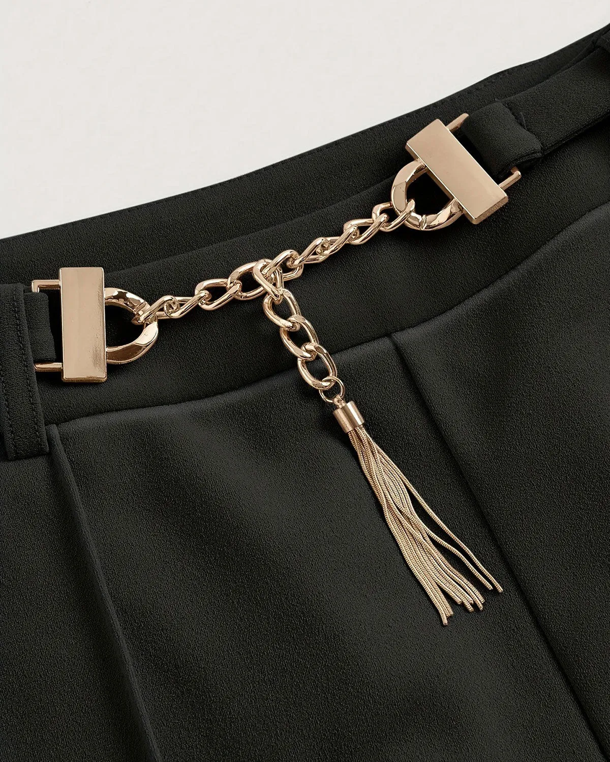 Black Straight Belt Casual Pants sold by rihoas product image thumbnail 4