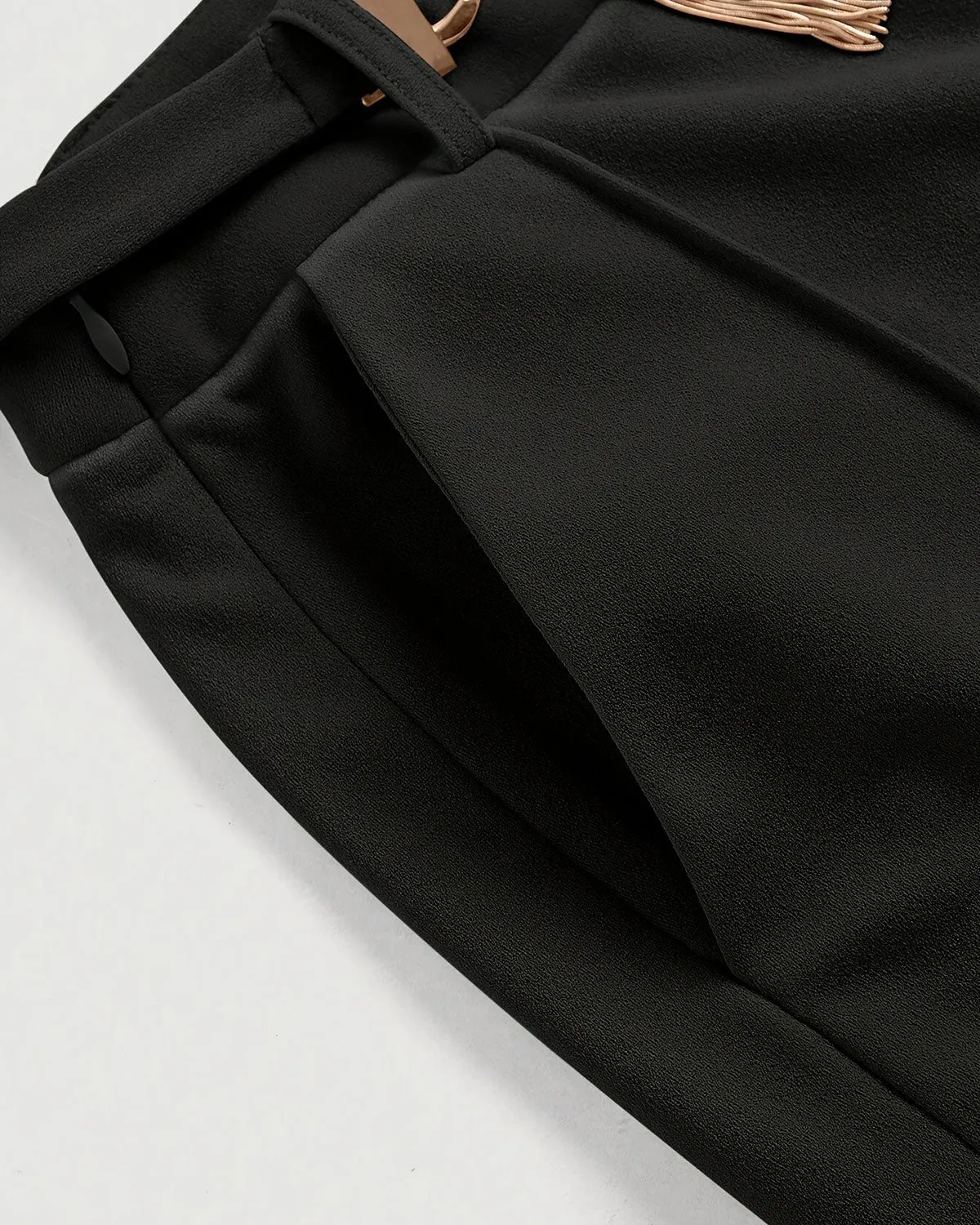 Black Straight Belt Casual Pants sold by rihoas product image thumbnail 3