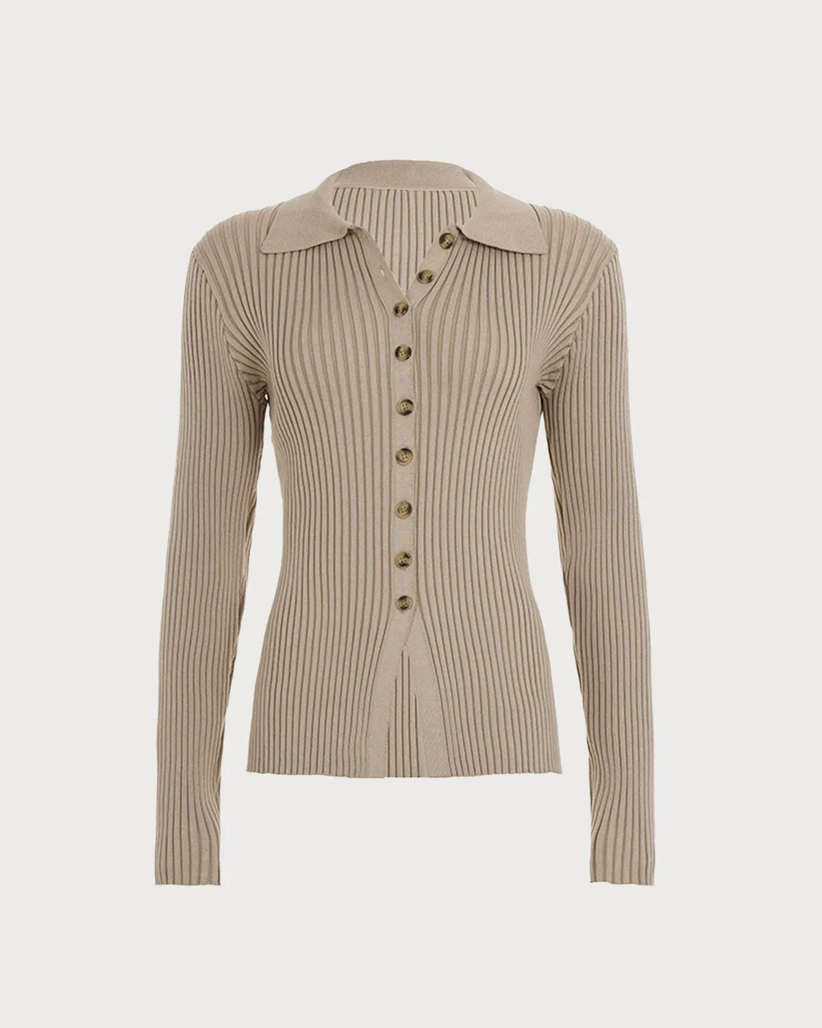 Camel Single Breasted Slim Knit Cardigan sold by rihoas