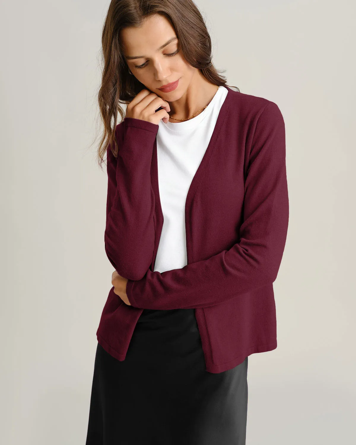 Wine Red Ribbed Knit Cardigan sold by rihoas