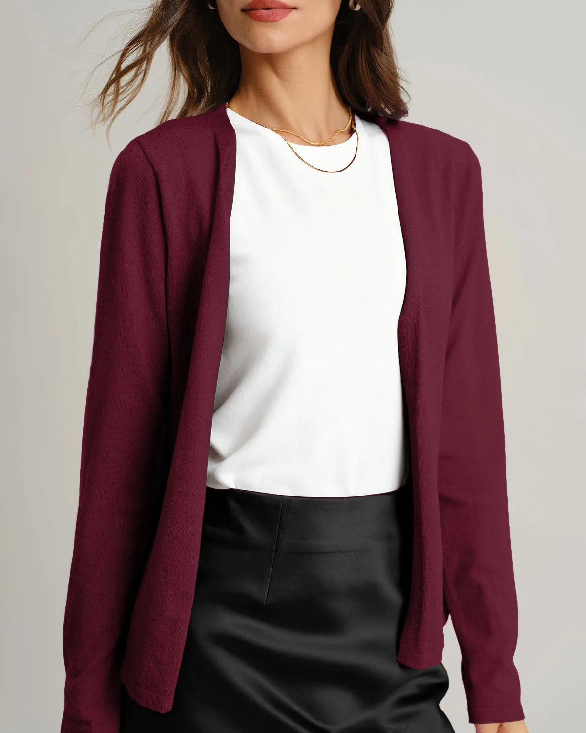 Wine Red Ribbed Knit Cardigan sold by rihoas product image thumbnail 2