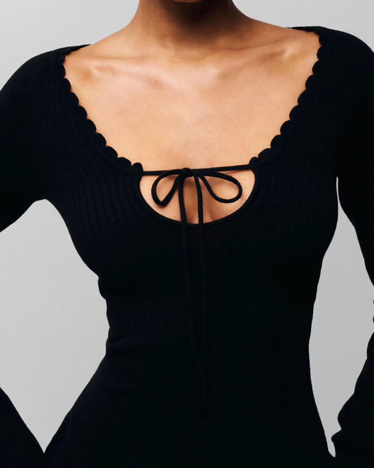 Black Round Neck A-Line Sweater Dress sold by rihoas product image thumbnail 2