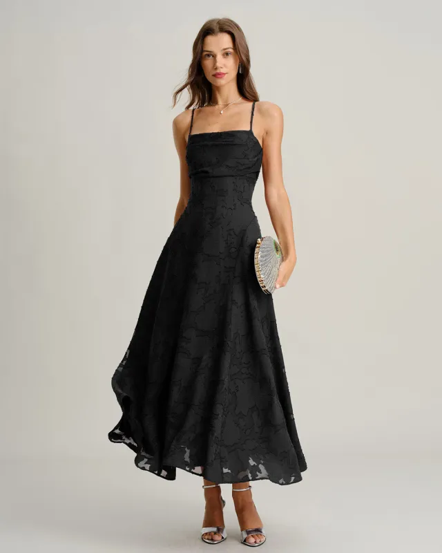 Black Jacquard Slip Maxi Dress sold by rihoas