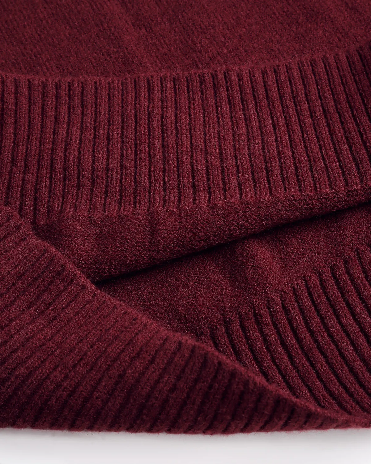 Wine Red Round Neck Loose Sweater sold by rihoas product image thumbnail 3