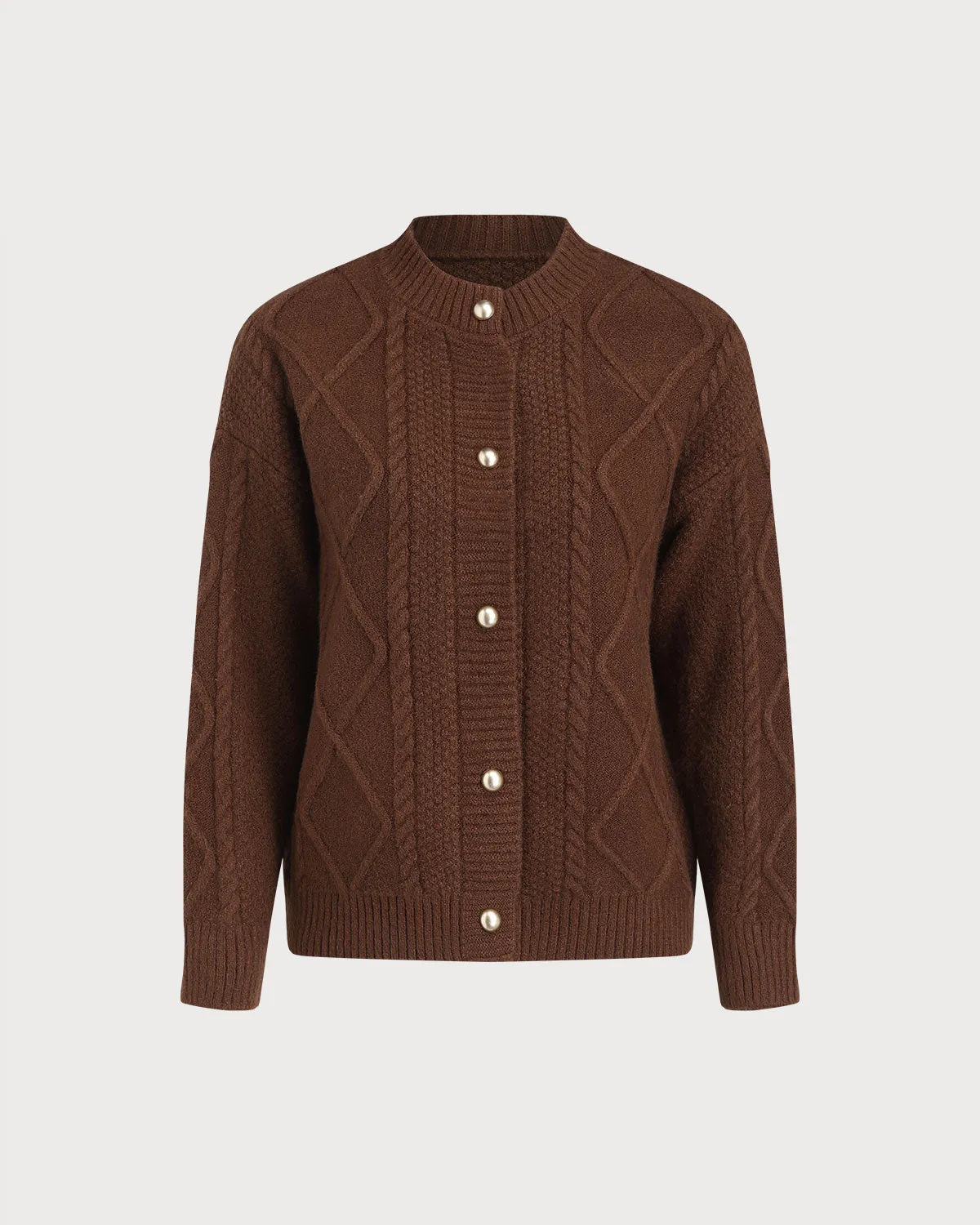 Coffee Textured Knit Cardigan sold by rihoas