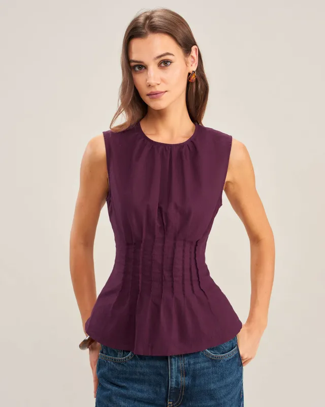 Purple Ruched Tank Top sold by rihoas