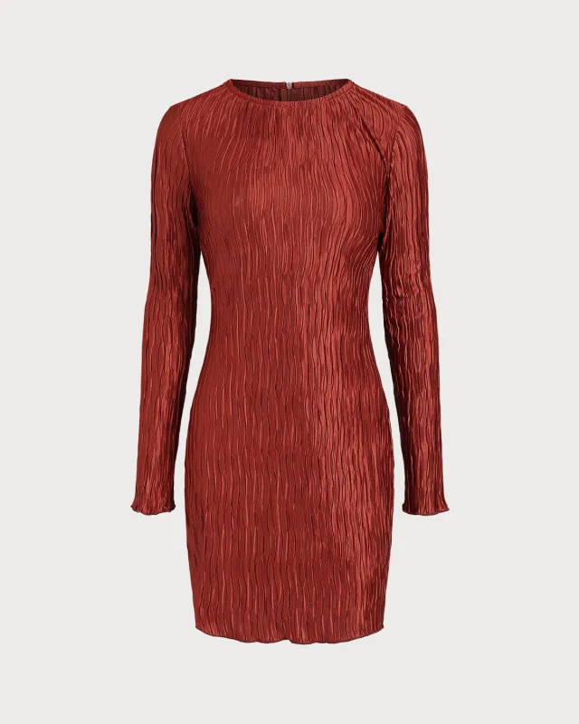 Brick Red Textured Mini Dress sold by rihoas
