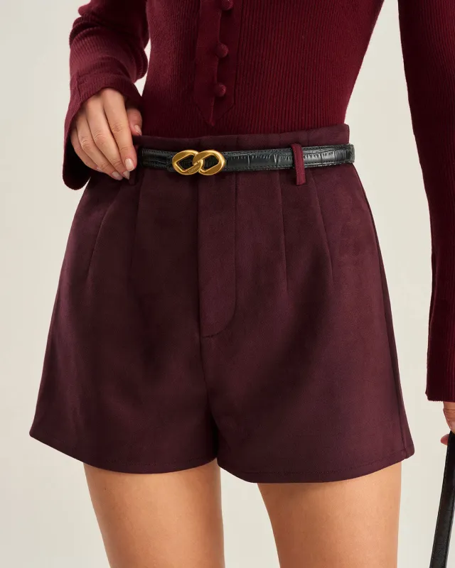 Wine Red Suede Shorts sold by rihoas