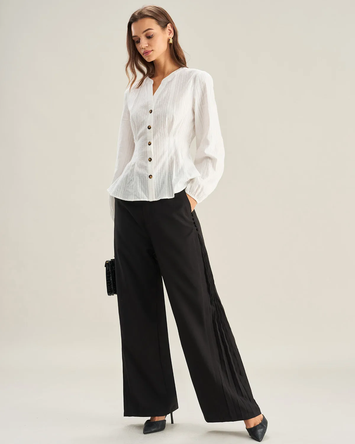 Black Flare Casual Pants sold by rihoas product image thumbnail 5