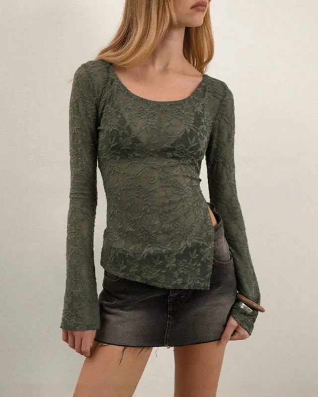 Green Floral See Through Tee sold by rihoas