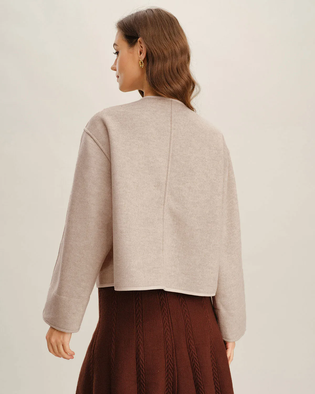 Beige Single Breasted Pocket Jacket sold by rihoas product image thumbnail 4