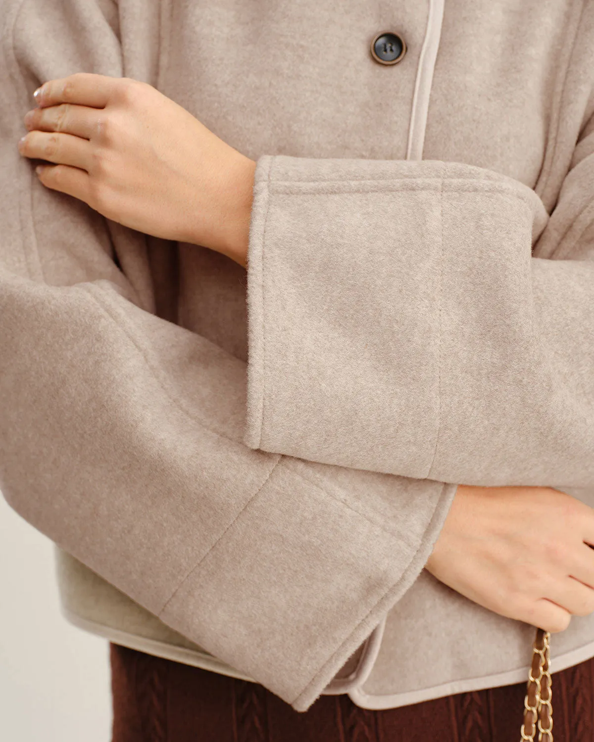 Beige Single Breasted Pocket Jacket sold by rihoas product image thumbnail 3