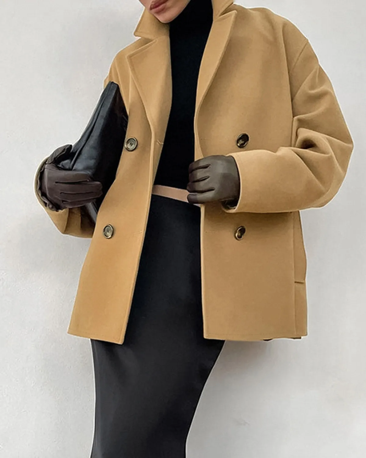 Khaki Loose Trench Coat sold by rihoas product image thumbnail 4