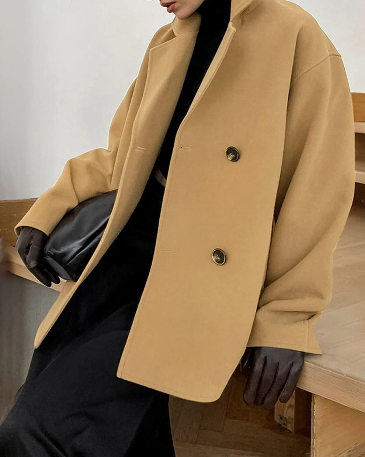 Khaki Loose Trench Coat sold by rihoas product image thumbnail 2