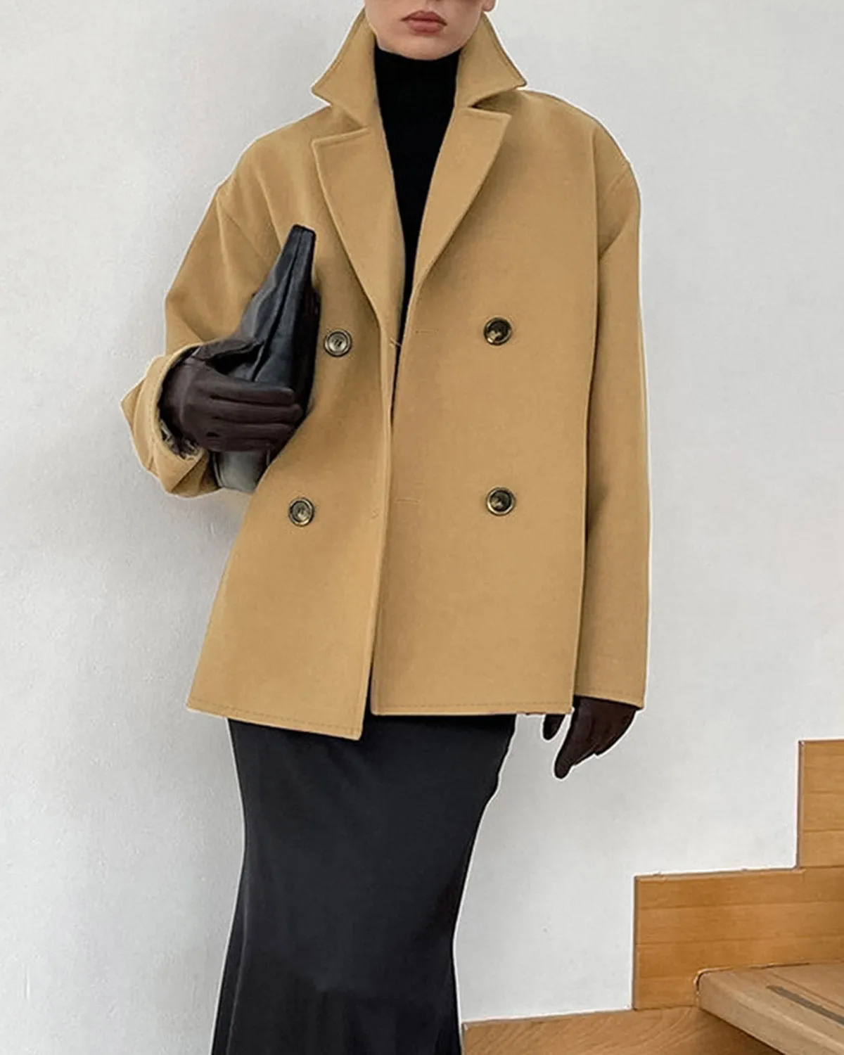 Khaki Loose Trench Coat sold by rihoas product image thumbnail 3