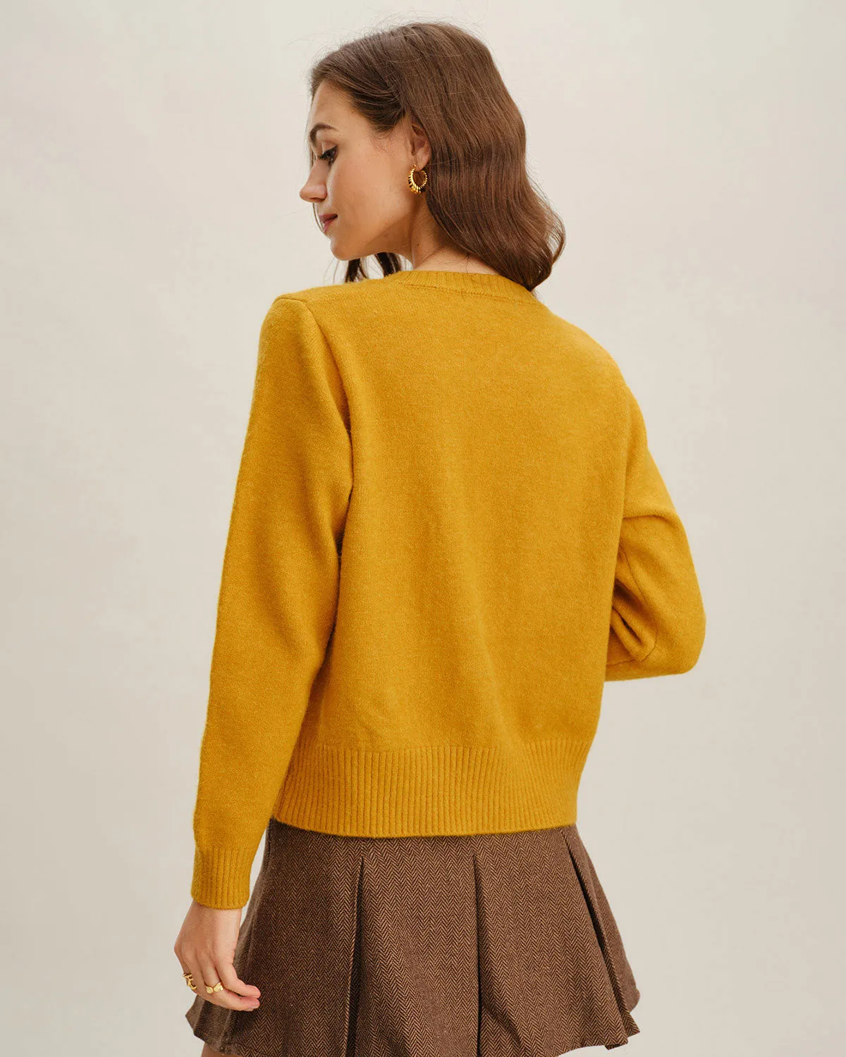 Yellow Single Breasted Knit Cardigan sold by rihoas product image thumbnail 4
