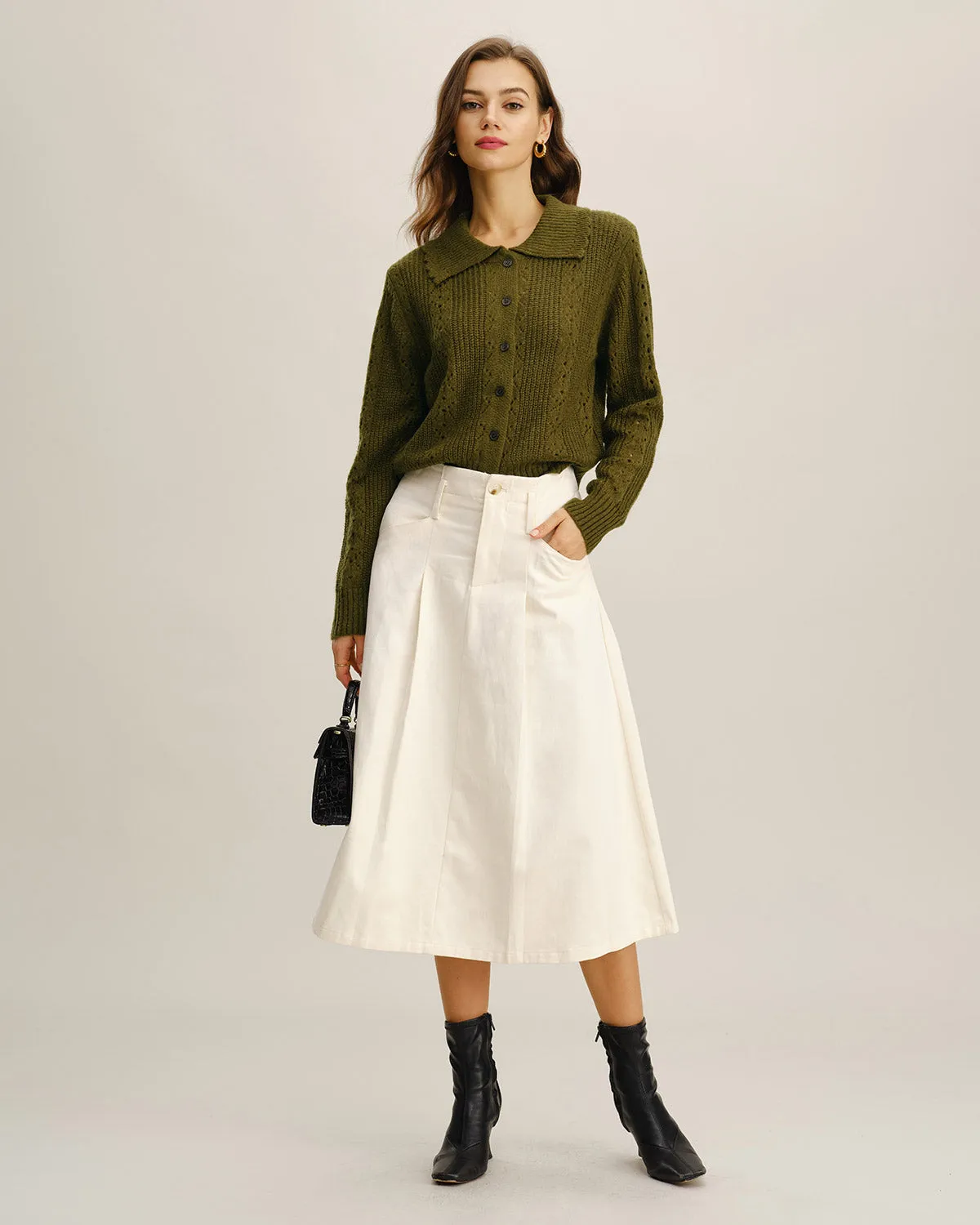 Green Single Breasted Knit Cardigan sold by rihoas product image thumbnail 4