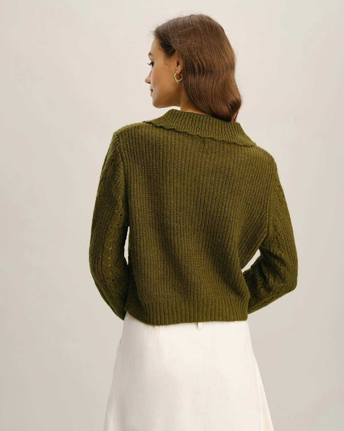 Green Single Breasted Knit Cardigan sold by rihoas product image thumbnail 3