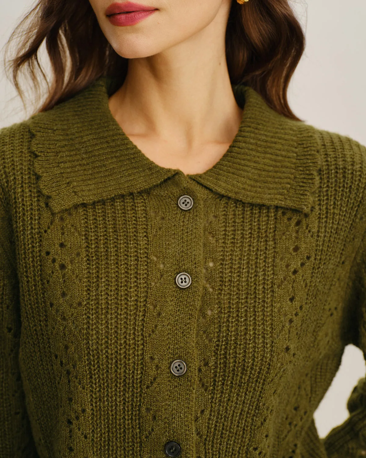 Green Single Breasted Knit Cardigan sold by rihoas product image thumbnail 2