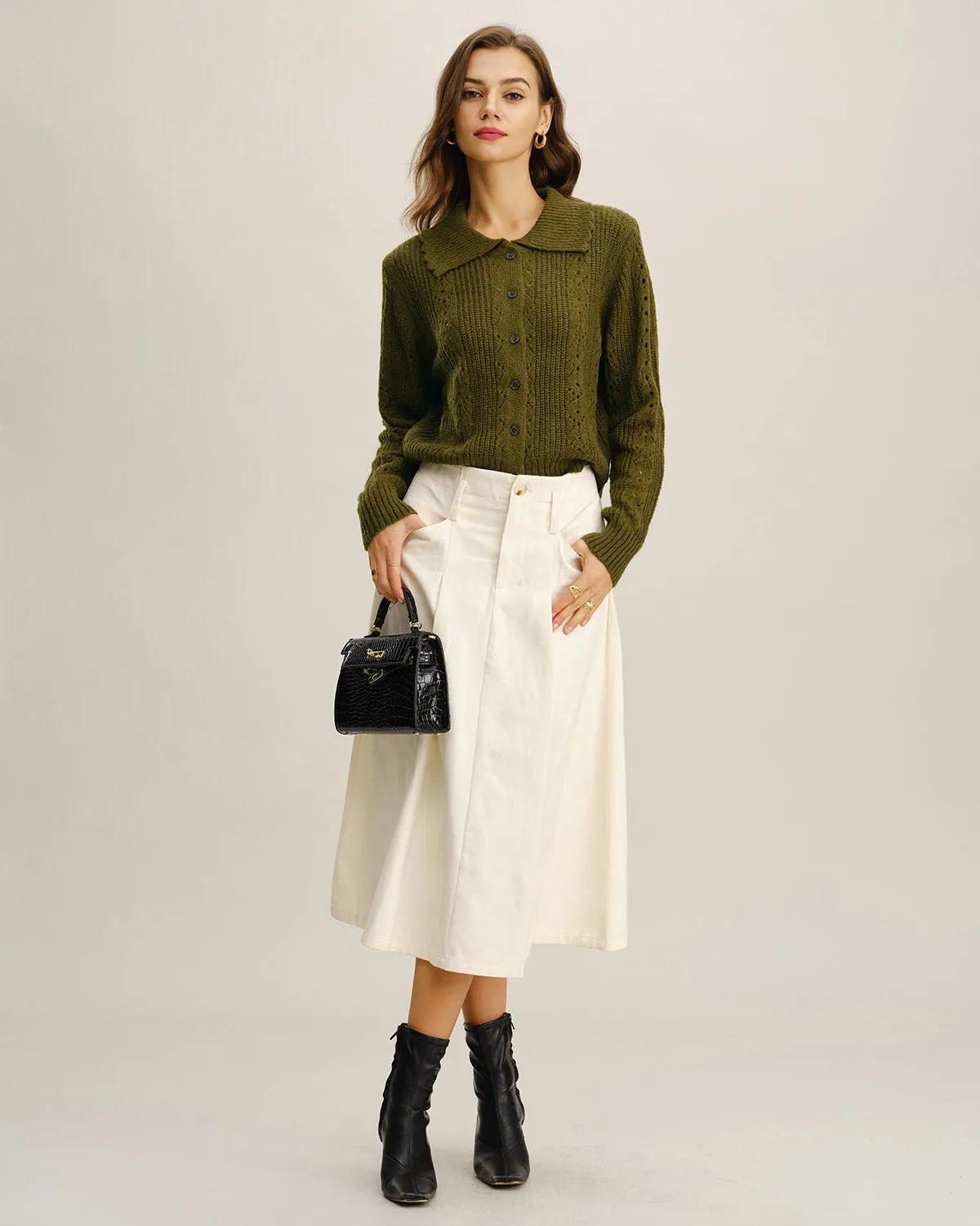 Green Single Breasted Knit Cardigan sold by rihoas product image thumbnail 5