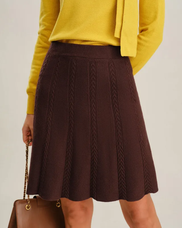 Coffee Textured A-Line Mini Skirt sold by rihoas